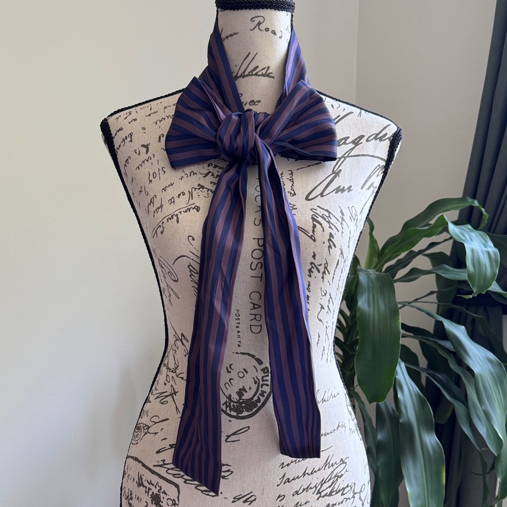 Striped Purple and Blue Bow Tie Scarf